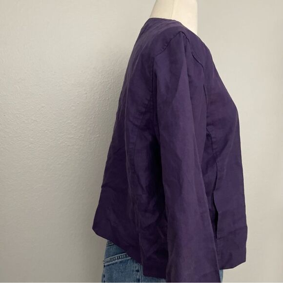 Purple Linen Button Front Vintage Top - Picture 3 of 4